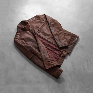 Veste de motard en cuir Dean Brown, cuir véritable, vêtements d'extérieur pour moto - Product Image 6