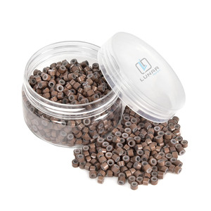 Cuentas de extensión de cabello de alta calidad Cuentas de microlink marrones con silicona, anillos de silicona de 3mm para extensiones de cabello - Product Image 1