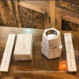 Incrustation d'os et incrustation de vadrouille à la main Brûleur de Bakhoor Prix de gros Porte-encens Brûleur de Bakhoor en nacre pour l'exportation - Product Image 3