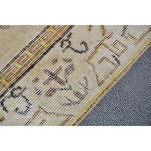 Tapis de 4,8 x 8,8 pieds, grand tapis turc vintage, tapis en laine jaune - Product Image 5