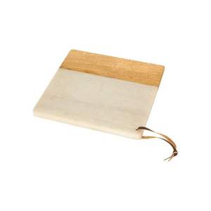 Conception personnalisée de planche à découper en marbre blanc et en bois avec poignée pour la décoration de cuisine, les restaurants et les hôtels utilisent une planche à découper - Product Image 1