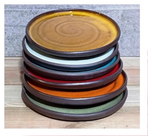 Assiettes en céramique de 8 pouces faites à la main, bols, ustensiles de cuisine et vaisselle plaqués brillants - Product Image 2