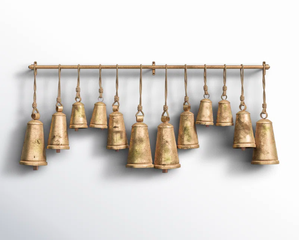 Carillons muraux en fer au design moderne Artisanat de l'Inde Cloches décoratives en fer revêtues de cuivre pour Ramadan Diwali Matériau métallique - Product Image 1