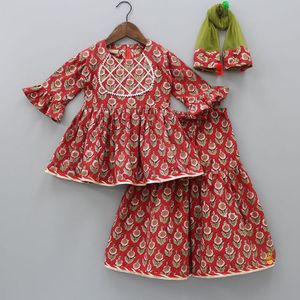 2023 diseñador personalizable bordado brocado Kurta & Sarara con Dupatta hermosa ropa de bebé en cualquier tamaño y color - Product Image 1