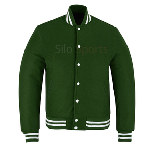 2025 OEM Best Trending Green Wool High Street Varsity Letterman <b>Jacket</b> <b>White</b> Trim for <b>Men</b> Fashionable Winter Wholesale Price - Product Image 1