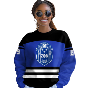 Sudadera Azul con Cuello Redondo y Letras Griegas de Zeta Phi Beta para Mujer, Bordado de la Hermandad 1920 - Product Image 4