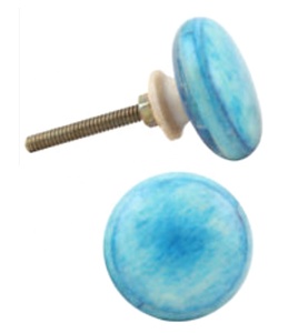 Boutons d'armoire en laiton de corne d'os en bois de résine bleue de conception moderne pour des tiroirs de cuisine armoires commodes-nouveau design indien - Product Image 1