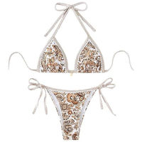 Ensemble de bikini sexy pour femmes, maillot de bain deux pièces avec logo sur le devant, réversible et coupe-vent, service OEM
