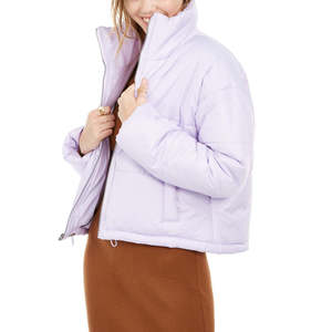 Piumino Corto da Donna Rosa Celebrity, Piumino Corto Invernale XL con Collo Alto in Fibra di Poliestere Intrecciata Traspirante Tinta - Product Image 1