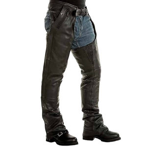 Chaps de cowboy occidentaux légers en cuir de vachette pleine fleur, couleur unie, avec franges, pour l'équitation, marron clair - Product Image 5