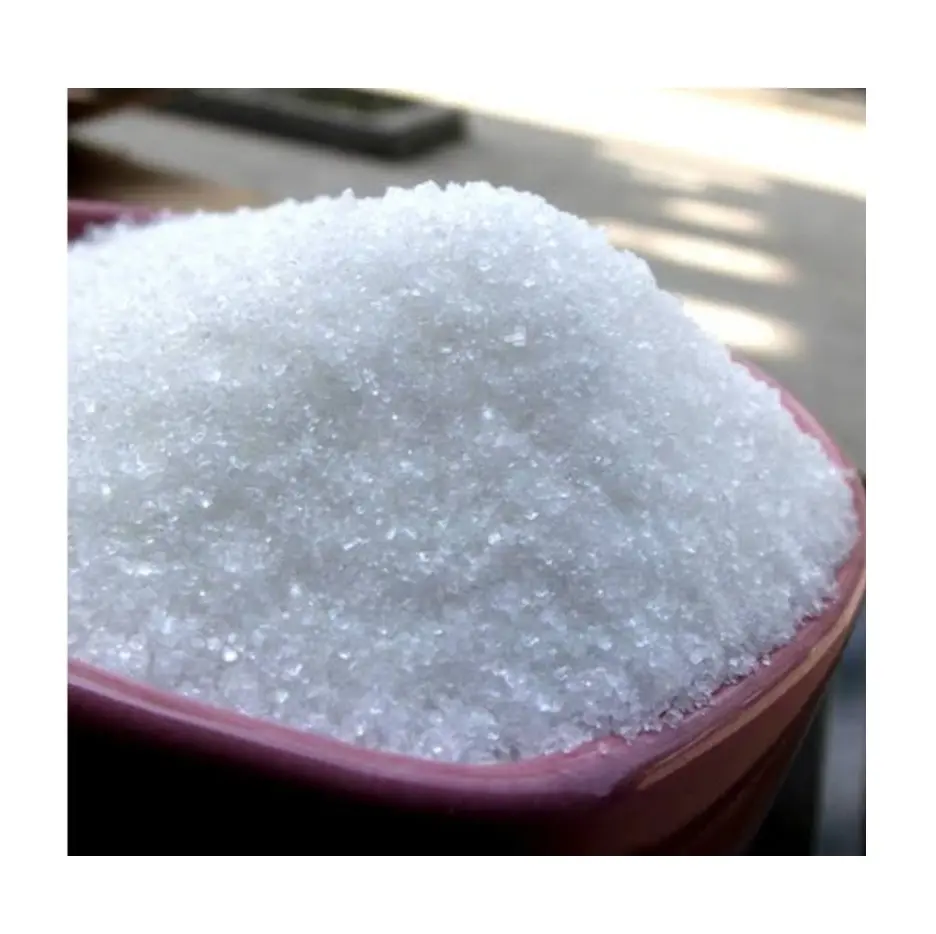 سكر محبب أبيض كريستالي/سكر إيكومسا مكرر 45 100 150 600-1200/سكر إيكومسا 45 برازيلي مكرر بسعر المصنع