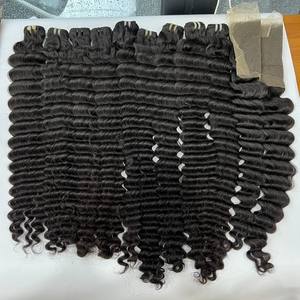 Precio de fábrica Natural negro vietnamita Remy Virgen máquina doble trama extensiones de cabello humano suelta onda profunda 100g - Product Image 1