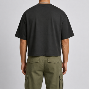 T-shirt Homme Coupe Boxy Personnalisé 240 GSM 100% Coton Manches Courtes Col Rond Respirant Imprimé Épaules Tombantes Streetwear Marque Privée - Product Image 3