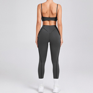 Vente en gros, nouveau design, vêtements de sport, soutien-gorge 2 pièces pour femmes, leggings slim fit avec lifting des fesses, décolleté en V, yoga - Product Image 4