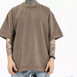 Acid/Stone Impact Oversized Breathable <b>Tshirt</b> Drop Shoulder Crew Mens 100% Cotton Plus Sized Summer Fashion High Street Basic - Product Image 5