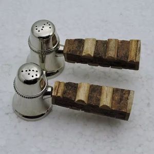 มือจับฮอร์นและทองเหลืองพร้อมชุดเกลือและพริกไทยชุบนิกเกิลชุดผลิตภัณฑ์ใหม่ไอเดียห้องครัวและบ้าน - Product Image 2