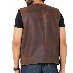 2025 nuevo estilo Premium hombres Chaleco de motocicleta de cuero Real hecho a medida Casual Club Cierre de botón de alta calidad chalecos hechos a medida - Product Image 4