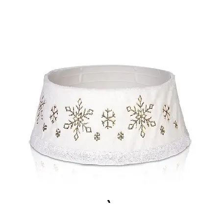 Hot Sale Customization Metal White Fabric Snow Flake Tree Collar Home Christmas Tree Decoration Artificial Christmas Ornament