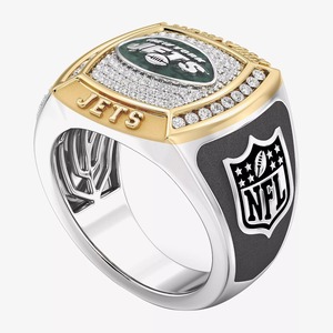 Bague de championnat des Jets de New York entièrement personnalisée pour hommes Bague Moissanite de classe de Collage de lycée personnalisée à deux tons - Product Image 2