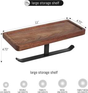 Soporte de papel higiénico de madera Varillas de aluminio antioxidantes Montado en la pared para rollos de tamaño normal Soporte de papel higiénico para baño Baño - Product Image 6