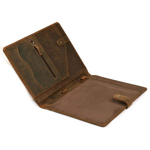 Brown Leather Portfolio <b>Organizer</b> A4 Document Folder Card Holder Resume <b>File</b> Case for Office Business - Product Image 3