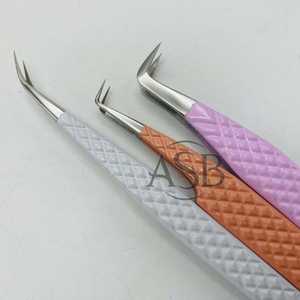 Pince à épiler pour extensions de cils, 90 degrés, à embout et courbée, isolation, impression de logo personnalisée, service OEM, instruments de beauté - Product Image 2