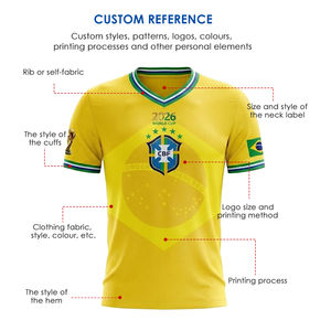 Maillot de football personnalisé par sublimation, équipe de football du Brésil Coupe du Monde 2026, T-shirt de football respirant en polyester à séchage rapide, OEM - Product Image 4