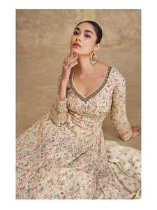 Maruti moda MF839 diseñador Real Georgette Anarkali traje Dupatta bordado trabajo Premium indio pakistaní mujeres fiesta boda - Product Image 5