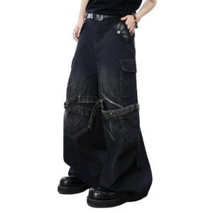 กางเกงยีนส์เอวสูงมีกระดุมสำหรับตกแต่งเสื้อผ้าแนวสตรีทระบายอากาศได้ดีสำหรับฤดูใบไม้ผลิฤดูหนาว - Product Image 1