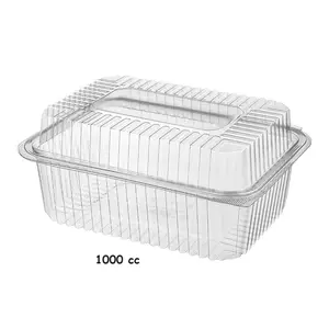 In Stock Packaging Boxes Plastic Leakproof Container with Camber Lid 1000cc High Quality Disposable Plastic Boxes for Food Trays