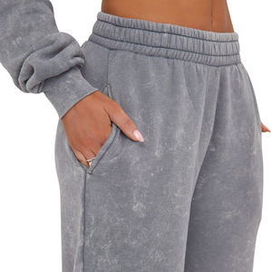 Top corto lavado ácido chándales para fabricación personalizada de mujeres en calidad superior 100% algodón sudaderas con capucha chándal - Product Image 4