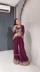 Nouveau Designer Collection Faux Georgette Séquence Broderie Koti Blouse Et Palazzo Prêt À Porter Costume Au Prix De Gros - Product Image 3