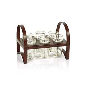 Porte-verre en bois de style rack avec accents dorés Organisateur élégant et durable, parfait pour servir l'affichage ou l'usage domestique de l'Inde - Product Image 1