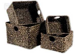Economically Priced Handwoven Water Hyacinth Woven <b>Baskets</b> <b>Tray</b> Comfortable Handle for Bedroom Living Room Bathroom Organization - Product Image 2