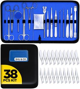 Kit de dissection Core Flex avancé pour étudiants 38 pièces en acier inoxydable lames de manche de scalpel ciseaux biologie anatomie laboratoire ensemble par Shu & Co - Product Image 4