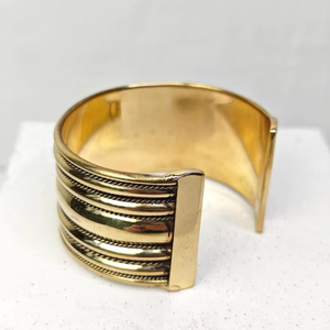 กำไลข้อมือทองเหลืองดิบ69มม., กำไลข้อมือฝัง, กำไลข้อมือช่องว่างเปล่า, สร้อยข้อมือทำด้วยมือกว้าง, ทองเหลืองดิบ - Product Image 1