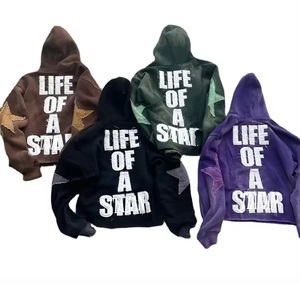 Parches bordados personalizados Logo de alta calidad pulóver sudaderas chándal hombro caído polar francés Terry sudaderas con capucha de gran tamaño - Product Image 6