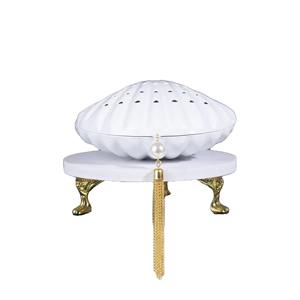 Brûleur d'encens en céramique et métal SEA AHELL - Écologique, fait à la main, longue durée, pour les cadeaux du Ramadan et de l'Aïd, Inde, Brushstroke Bliss - Product Image 4