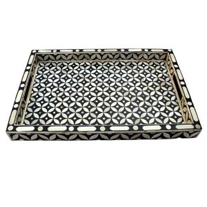Vente en gros de plateau de service avec logo personnalisé, plateau de service décoratif en incrustation d'os fabriqué à la main de STAR CRAFT INDIA - Product Image 1