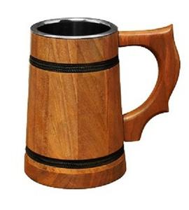 Mug en bois de haute qualité, grande capacité, design classique, avec plateau et cuillère, best-seller pour les restaurants et les fêtes, à prix bas - Product Image 1
