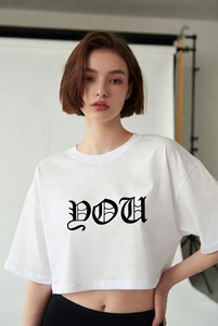 เสื้อยืดตัดสั้นชิคสำหรับผู้หญิงสไตล์สตรีทลำลองฤดูร้อนน้ำหนักเบาใส่สบาย - Product Image 3