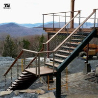 Escalier pliant haut de gamme en acier inoxydable-Solution de villa extérieure moderne durable Cadre solide élégant et conception personnalisée