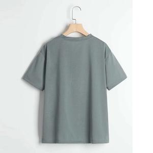 Camiseta de medio cuello de moda de verano de lujo para hombre 100% algodón secado rápido sublimación Lisa 180g camiseta de medio cuello negra de punto - Product Image 2