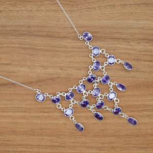 925 <b>Sterling</b> <b>Silver</b> Natural Amethyst Necklace Purple <b>Choker</b> Gemstone Jewelry with Topaz Perfect Gift for Her-NL0317-GS - Product Image 4