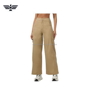 Pantalon cargo à jambes larges et taille mi-haute pour femmes de qualité supérieure |   Pantalon en polaire coupe classique coupe-vent |   Vêtements décontractés d'hiver style streetwear - Product Image 2