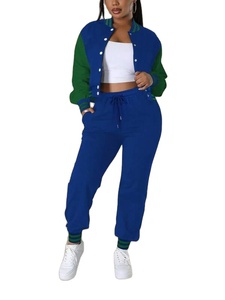 Conjuntos de chándales transpirables Varsity de alta demanda para mujer, chaqueta Bomber con pantalones para correr, ropa de calle, ropa de dos piezas - Product Image 2