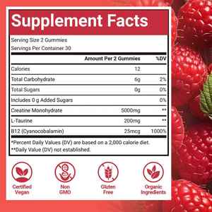 プライベートラベルクレアチン一水和物ガム5000mg-ビーガン筋肉の成長と脳機能のサポート - Product Image 6