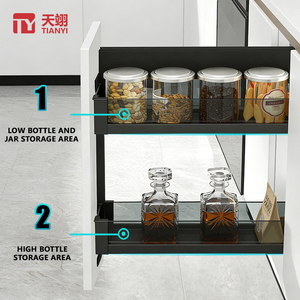 Organizador <span class=keywords><strong>de</strong></span> Especias Extraíble TIANYI <span class=keywords><strong>para</strong></span> Armario <span class=keywords><strong>de</strong></span> Cocina, Cesta Lateral Estrecha con Cajón <span class=keywords><strong>de</strong></span> Vidrio <span class=keywords><strong>de</strong></span> Cierre Suave - Product Image 3