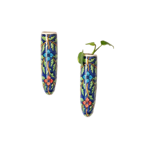 Estaño galvanizado hecho a mano colorido impreso flor Pilar forma ovalada Metal pared colgante maceta para el hogar jardín balcón sala de estar - Product Image 6