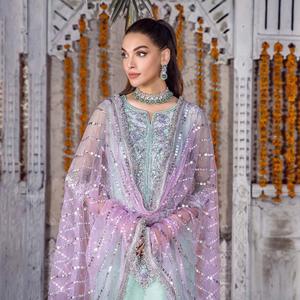 Mejor calidad pakistaní indio Shalwar Kameez colección bordada Frontwith trabajo hecho a mano espalda bordada PUNJABI vestido KUCHI - Product Image 6